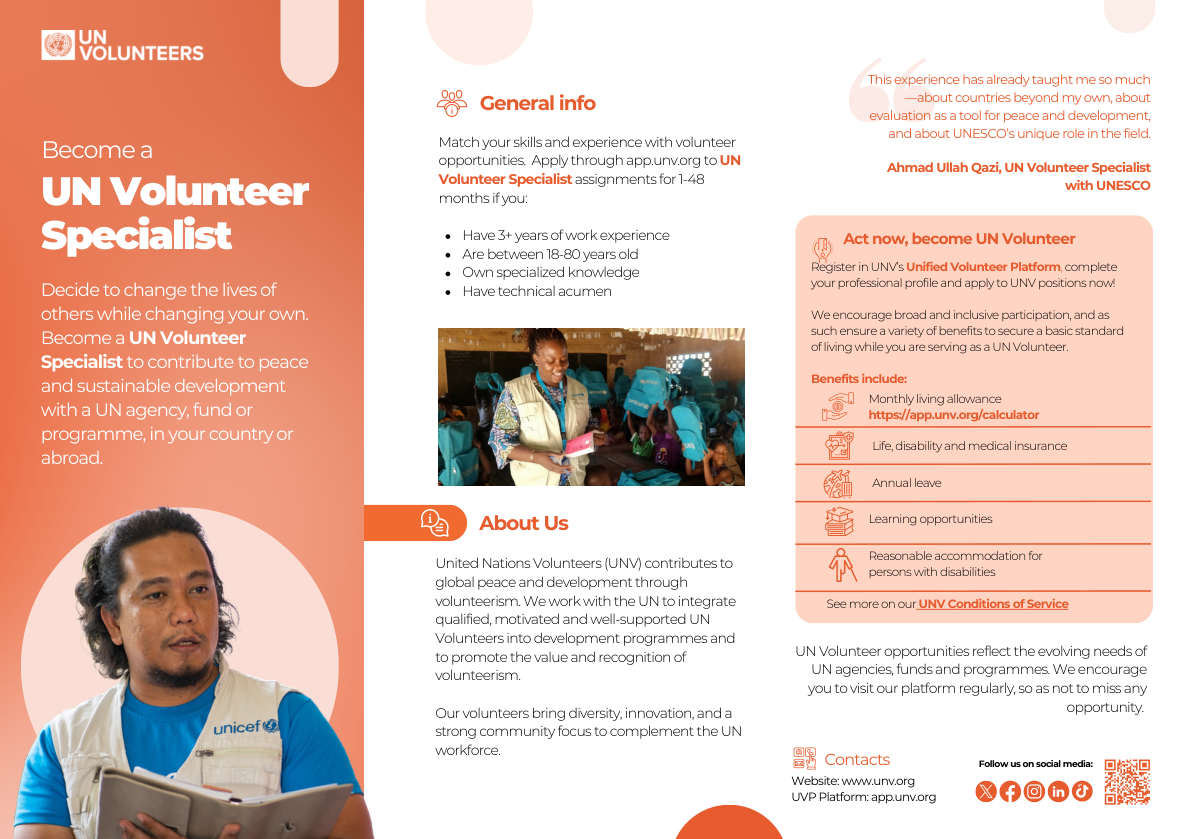UN Volunteer Specialist flyer