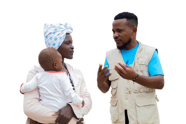 A UN Volunteer supporting a community member