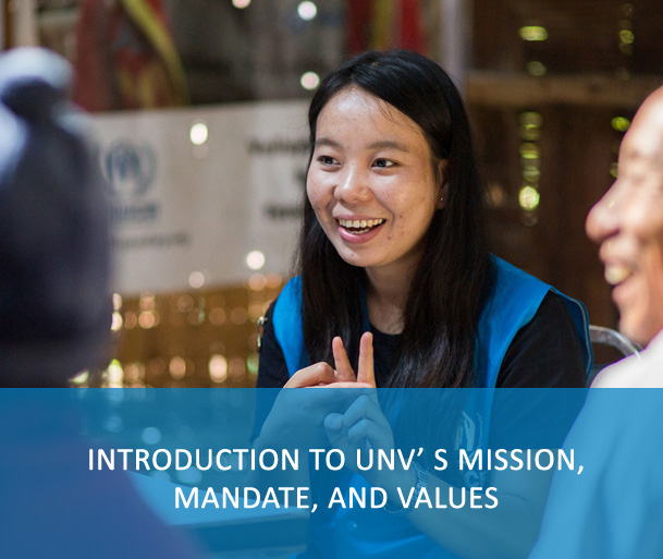 Introduction to UNV’ s mission, mandate, and values